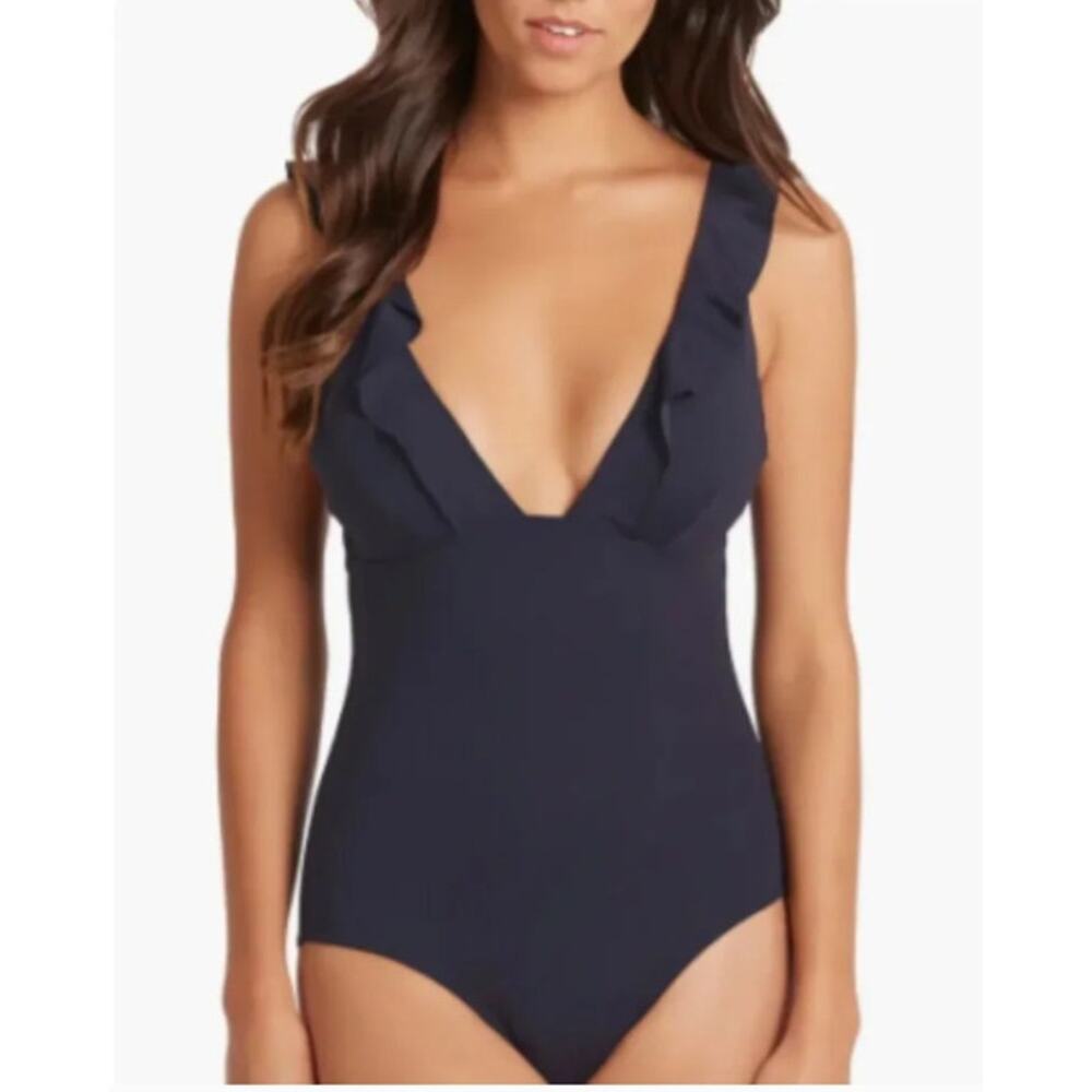 NEW! SEA LEVEL Frill One-Piece Swimsuit in NIGHT SKY (10)